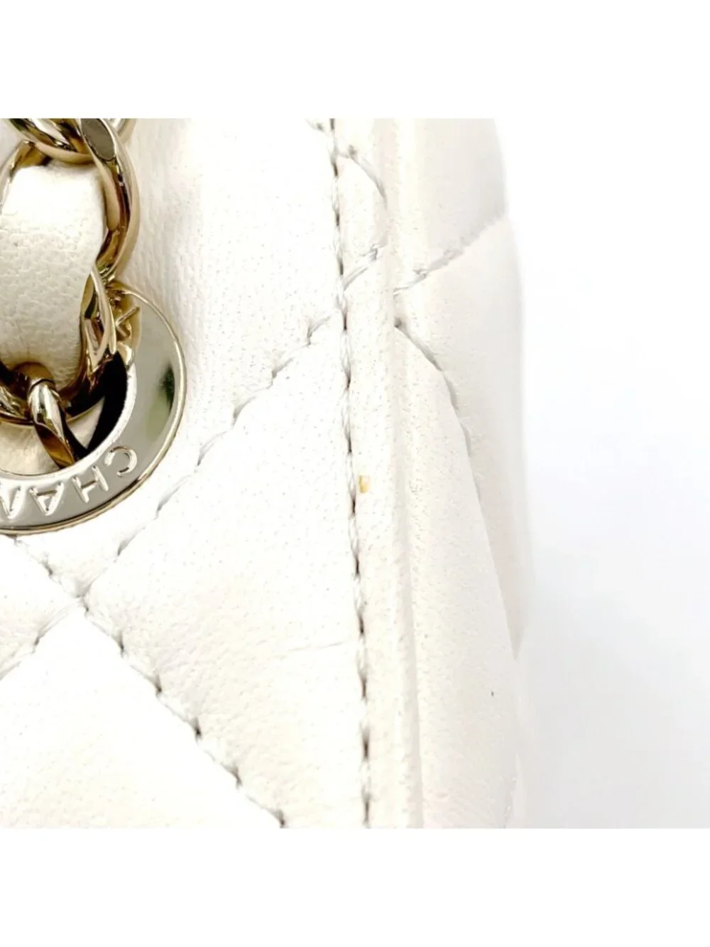 Chanel Quilted Small Box Random Lambskin White Chain Shoulder Bag Gold